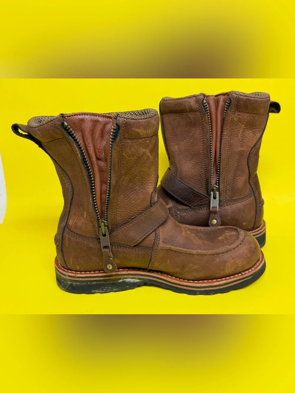Irish Setter Red Wing Leather Boots Mens &.5 Brown 839 Hunting Mock Zip Buckle